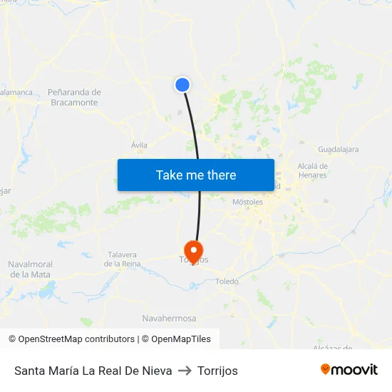Santa María La Real De Nieva to Torrijos map