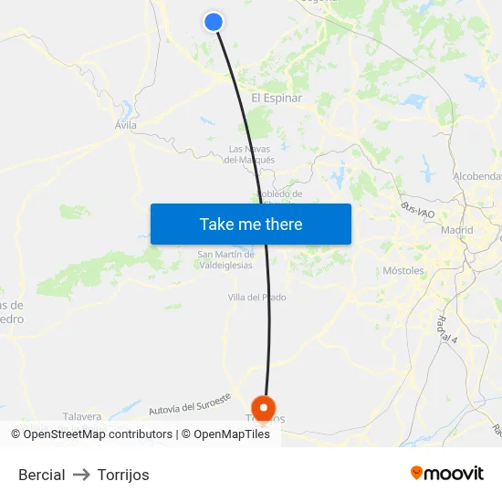 Bercial to Torrijos map
