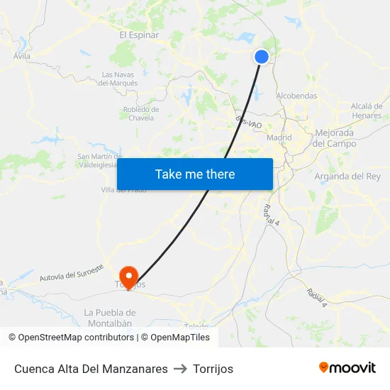 Cuenca Alta Del Manzanares to Torrijos map