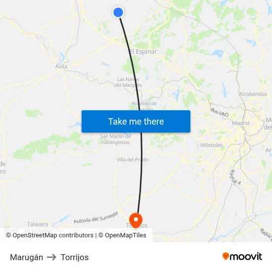 Marugán to Torrijos map