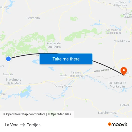 La Vera to Torrijos map