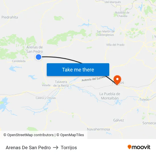 Arenas De San Pedro to Torrijos map