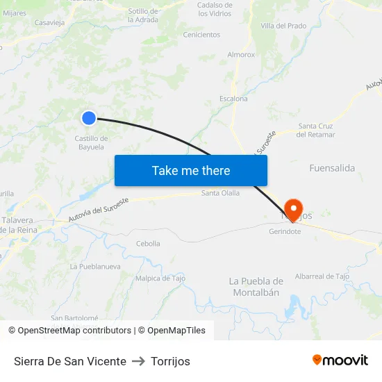 Sierra De San Vicente to Torrijos map