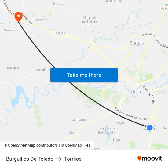 Burguillos De Toledo to Torrijos map