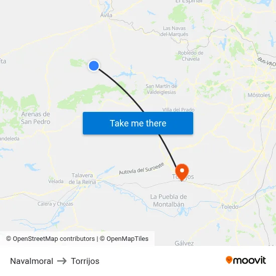 Navalmoral to Torrijos map