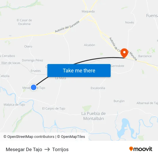 Mesegar De Tajo to Torrijos map
