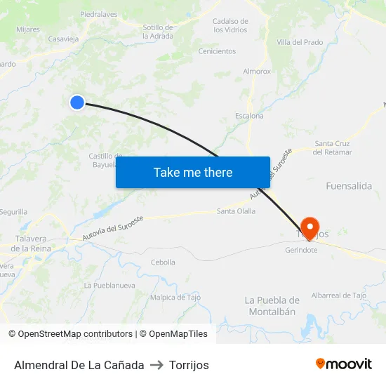 Almendral De La Cañada to Torrijos map