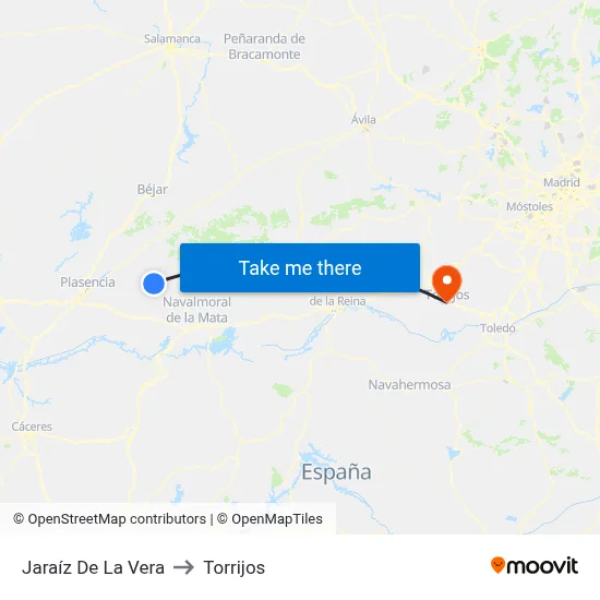 Jaraíz De La Vera to Torrijos map