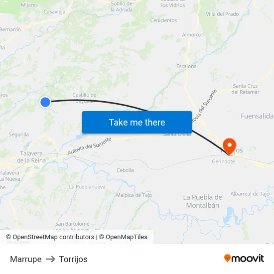 Marrupe to Torrijos map