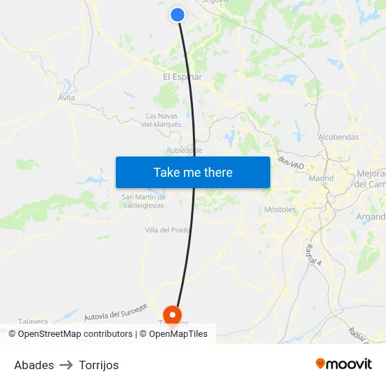 Abades to Torrijos map