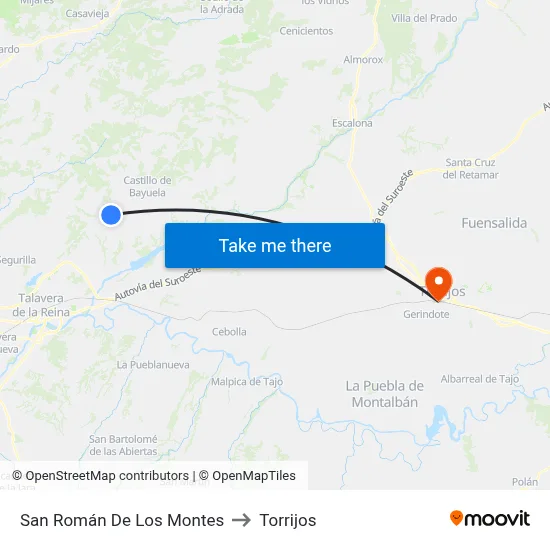 San Román De Los Montes to Torrijos map