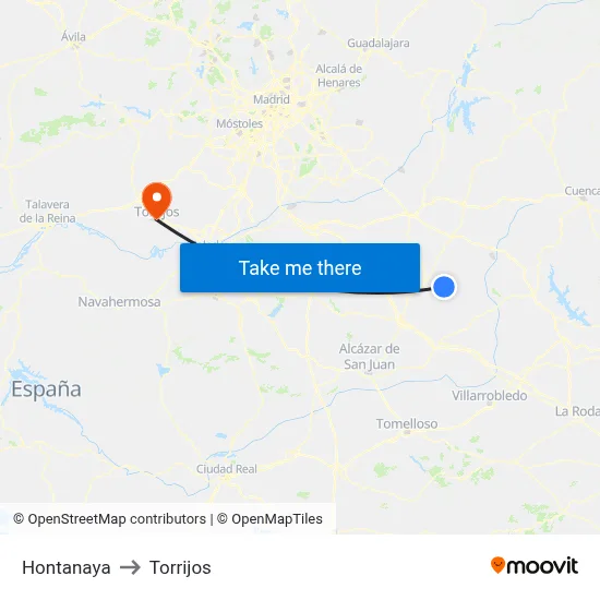 Hontanaya to Torrijos map