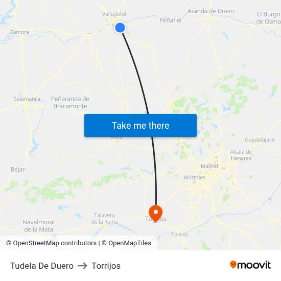 Tudela De Duero to Torrijos map