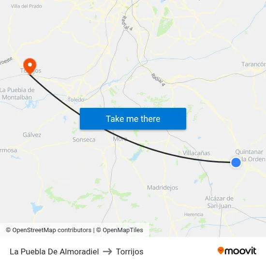La Puebla De Almoradiel to Torrijos map