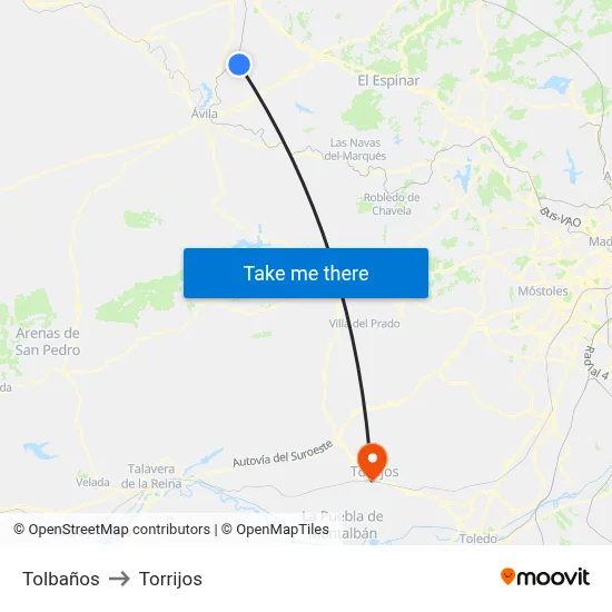 Tolbaños to Torrijos map