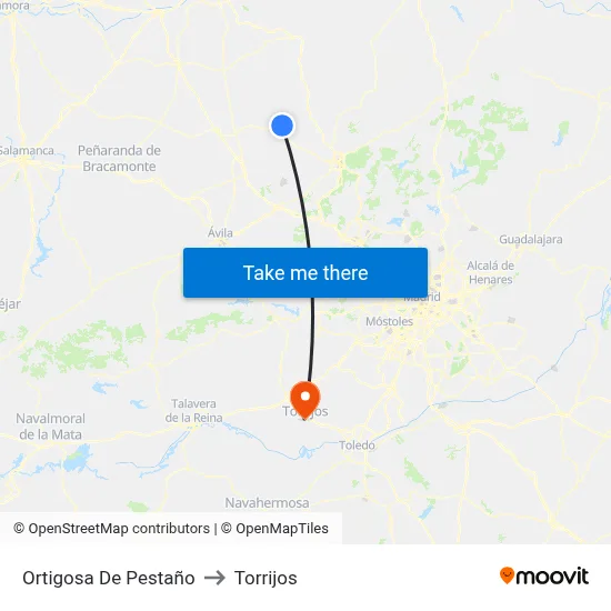 Ortigosa De Pestaño to Torrijos map