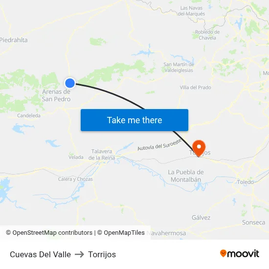Cuevas Del Valle to Torrijos map