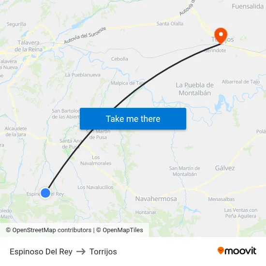 Espinoso Del Rey to Torrijos map