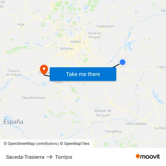 Saceda-Trasierra to Torrijos map
