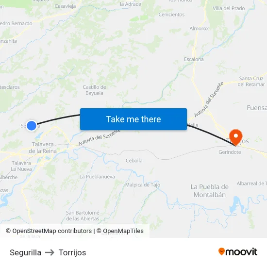 Segurilla to Torrijos map