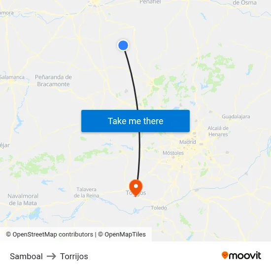Samboal to Torrijos map