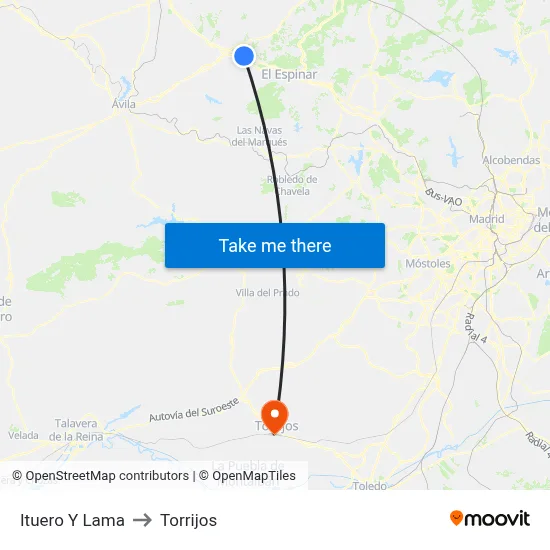 Ituero Y Lama to Torrijos map