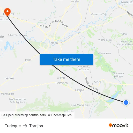 Turleque to Torrijos map