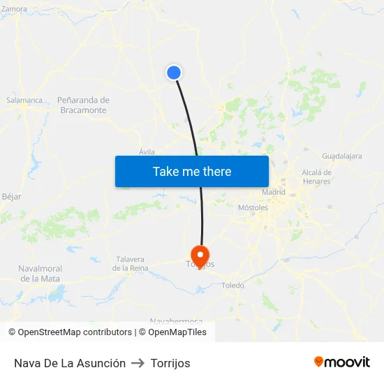 Nava De La Asunción to Torrijos map