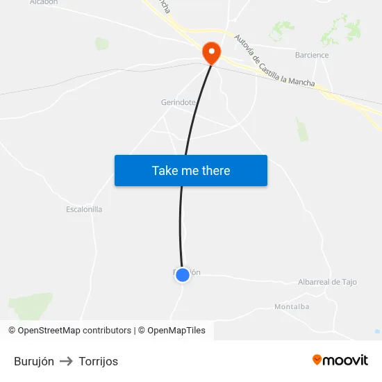 Burujón to Torrijos map