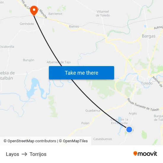 Layos to Torrijos map