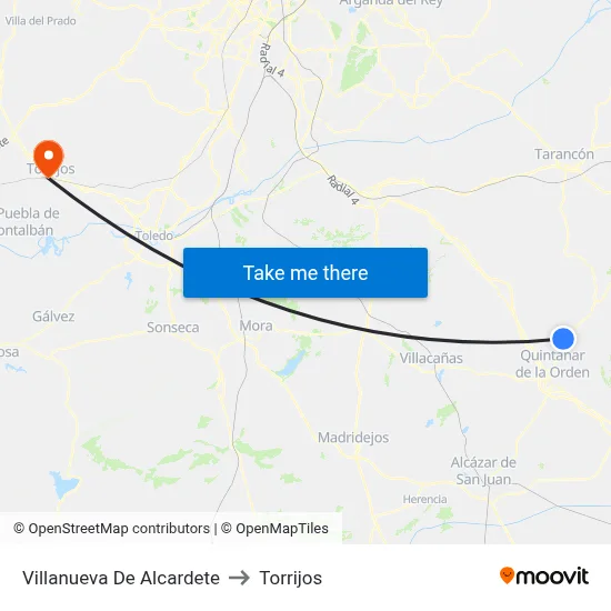 Villanueva De Alcardete to Torrijos map