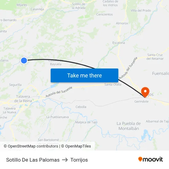 Sotillo De Las Palomas to Torrijos map