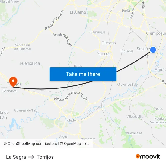 La Sagra to Torrijos map
