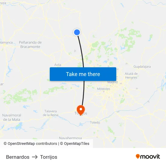 Bernardos to Torrijos map