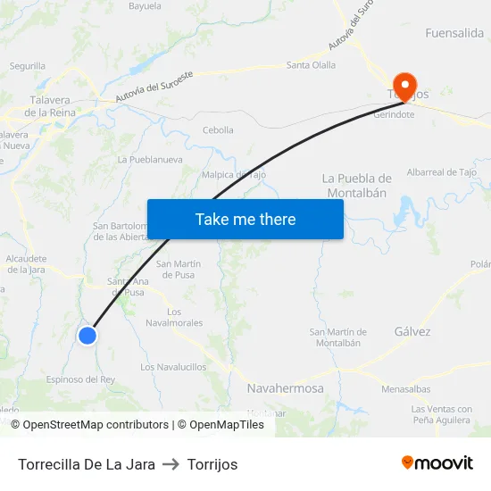 Torrecilla De La Jara to Torrijos map