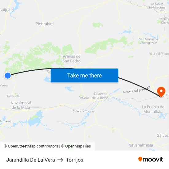 Jarandilla De La Vera to Torrijos map