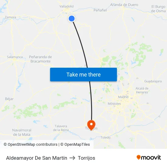 Aldeamayor De San Martín to Torrijos map