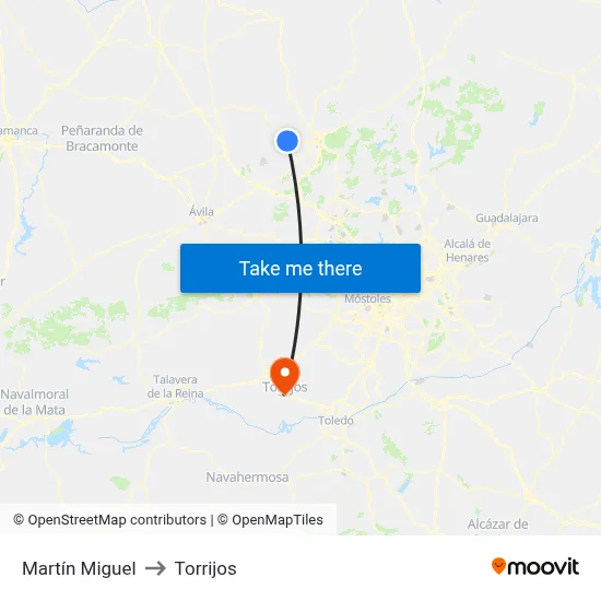 Martín Miguel to Torrijos map