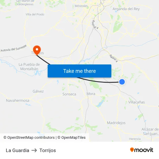 La Guardia to Torrijos map