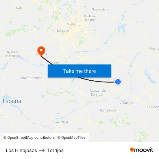 Los Hinojosos to Torrijos map