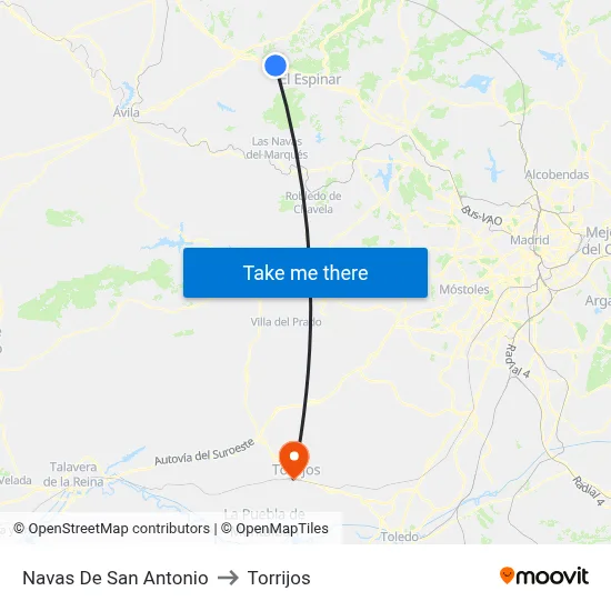 Navas De San Antonio to Torrijos map
