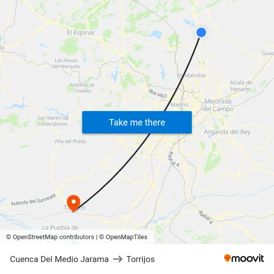 Cuenca Del Medio Jarama to Torrijos map