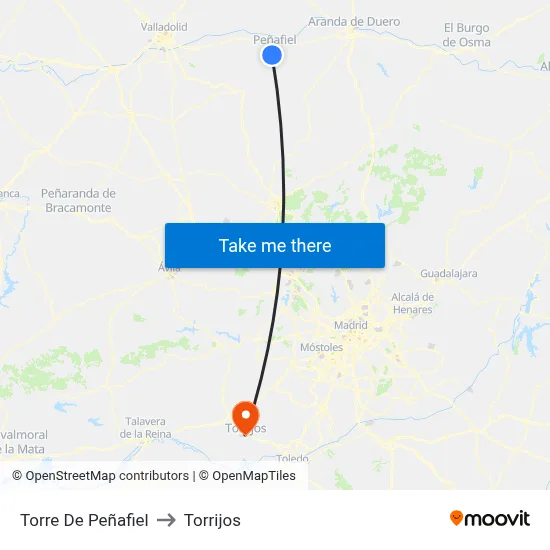 Torre De Peñafiel to Torrijos map