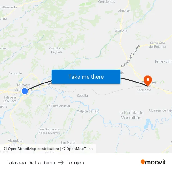 Talavera De La Reina to Torrijos map