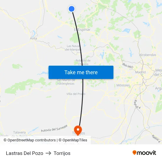 Lastras Del Pozo to Torrijos map