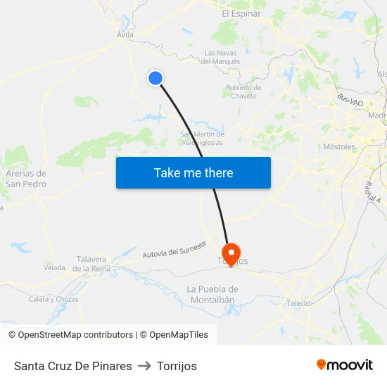 Santa Cruz De Pinares to Torrijos map