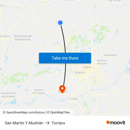 San Martín Y Mudrián to Torrijos map