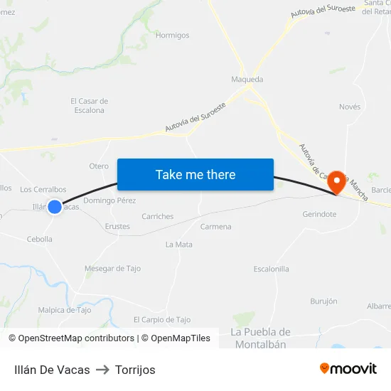 Illán De Vacas to Torrijos map