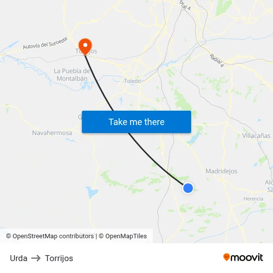 Urda to Torrijos map