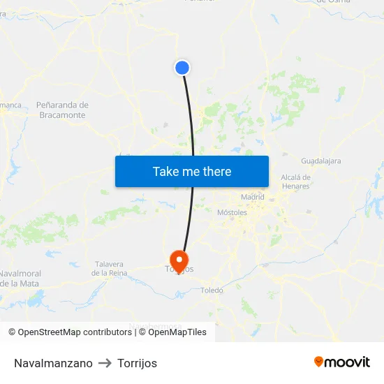 Navalmanzano to Torrijos map